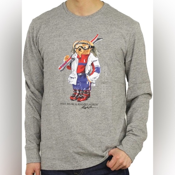 POLO RALPH LAUREN Ski Bear Grey Longsleeve Shirt Limited Edition Size Large - Picture 1 of 9
